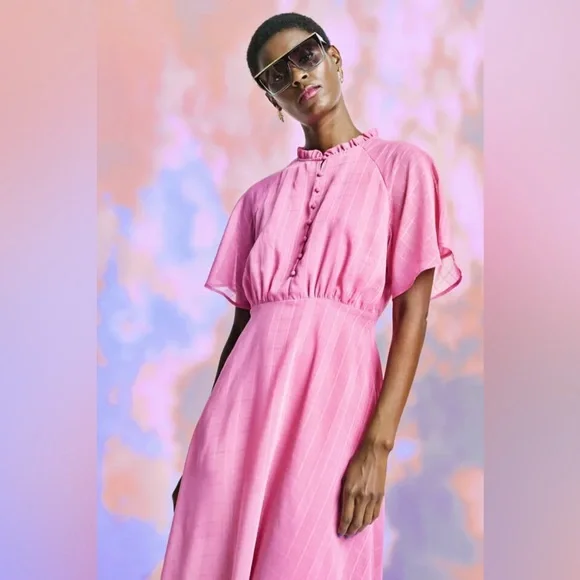 [NWOT] $140 ICHI Nanna Midi Dress in Punk. Size 36 - Picture 3 of 7